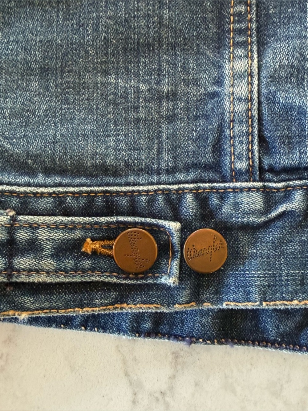 WRANGLER Vintage Women’s Blue Denim Trucker Jacket S/M - Picture 4 of 15